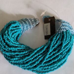 New Turquoise Beaded Bracelet Mult strand, Adjustable, Comfortable, Bold, Blue